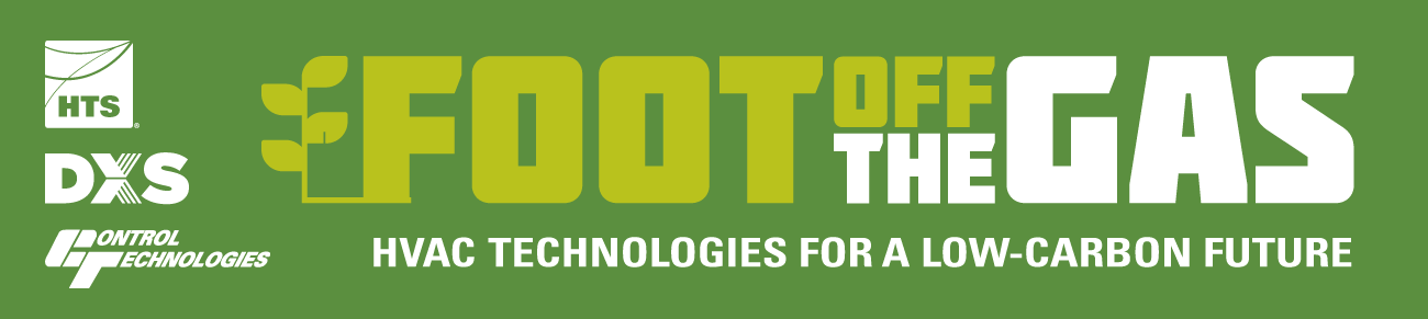 Green Banner that reads "FOOT OFF THE GAS" with three company logos (HTS, DXS, and CTI)