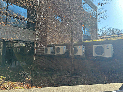 Daikin wall-mounted mini-split systems provide efficient exterior zone heating and cooling.